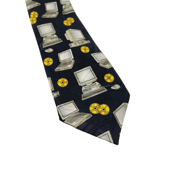 Steven Harris Desktop Computer CD Rom Tech Techy Geek Necktie Neck Tie 56" - Picture 3 of 10